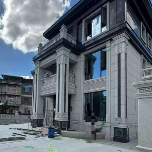 天津 别墅干挂，芝麻白与芝麻黑完美配合