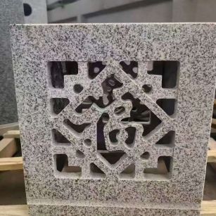 天津 芝麻白花岗岩镂空雕花灯笼