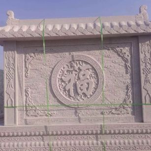 天津 芝麻白花岗岩屏风，照壁，影壁