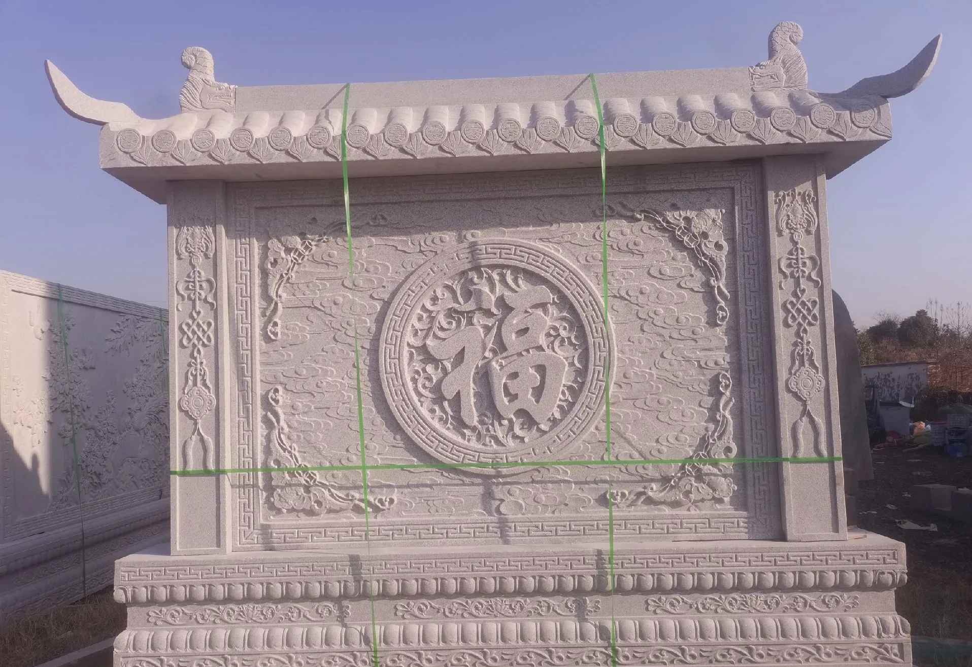 天津 芝麻白花岗岩屏风，照壁，影壁