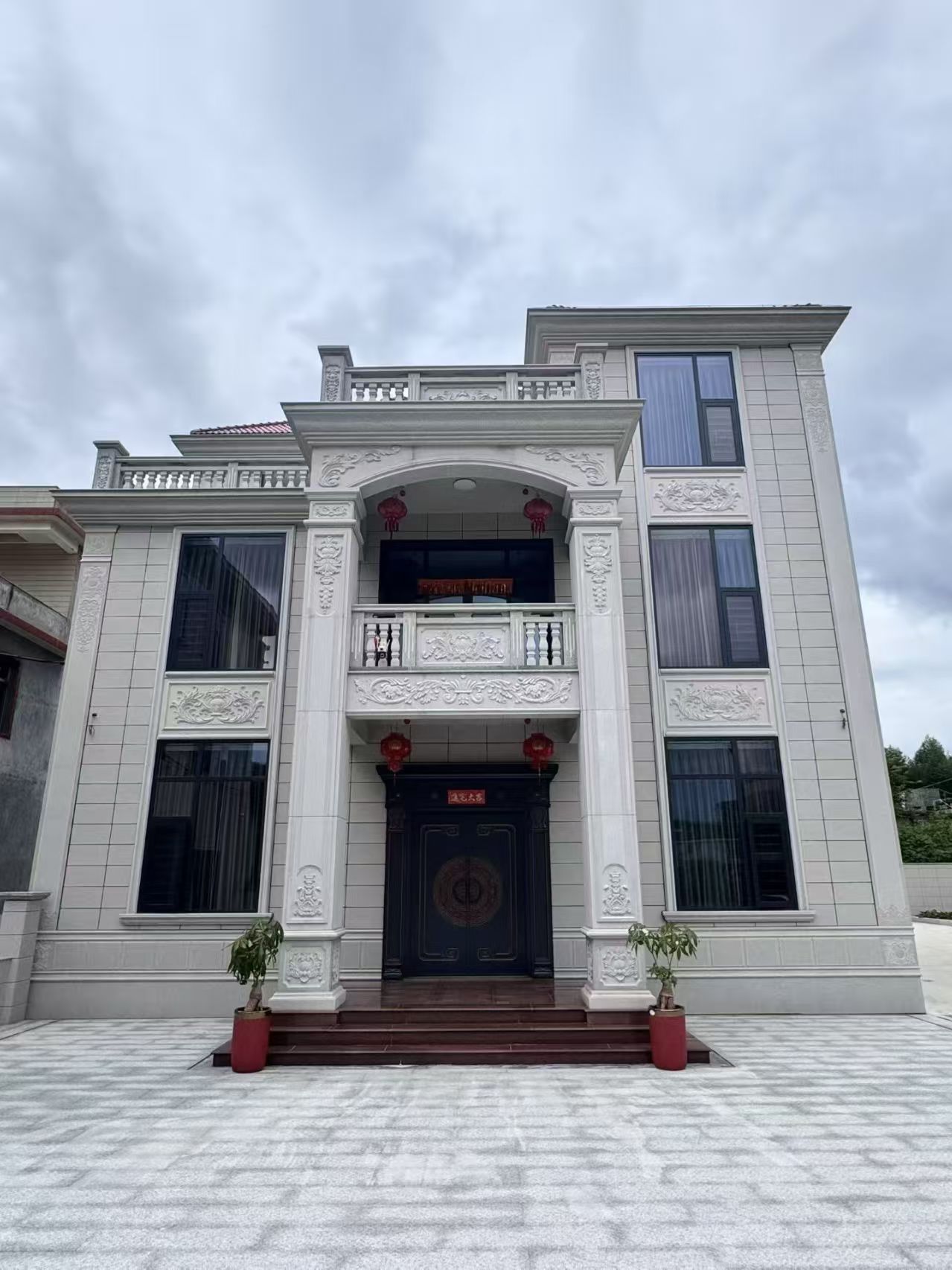 天津 芝麻白石材别墅干挂案例展示