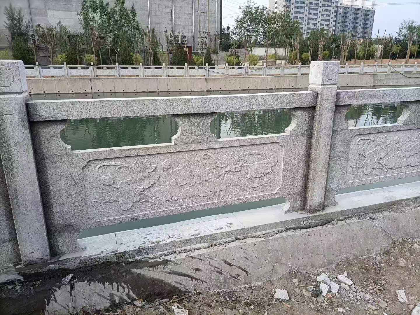 天津 芙蓉白大花桥梁、河道，石材栏杆、围栏、护栏