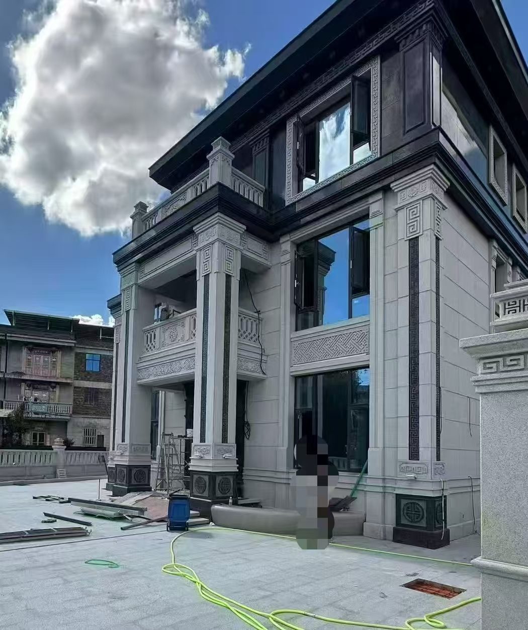 天津 别墅干挂，芝麻白与芝麻黑完美配合